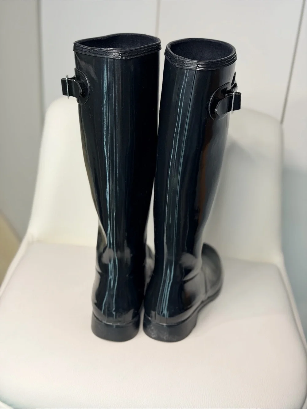 Rare Hunter Original Tour Travel Pack Glossy Black Tall Rain Boots Socks Light